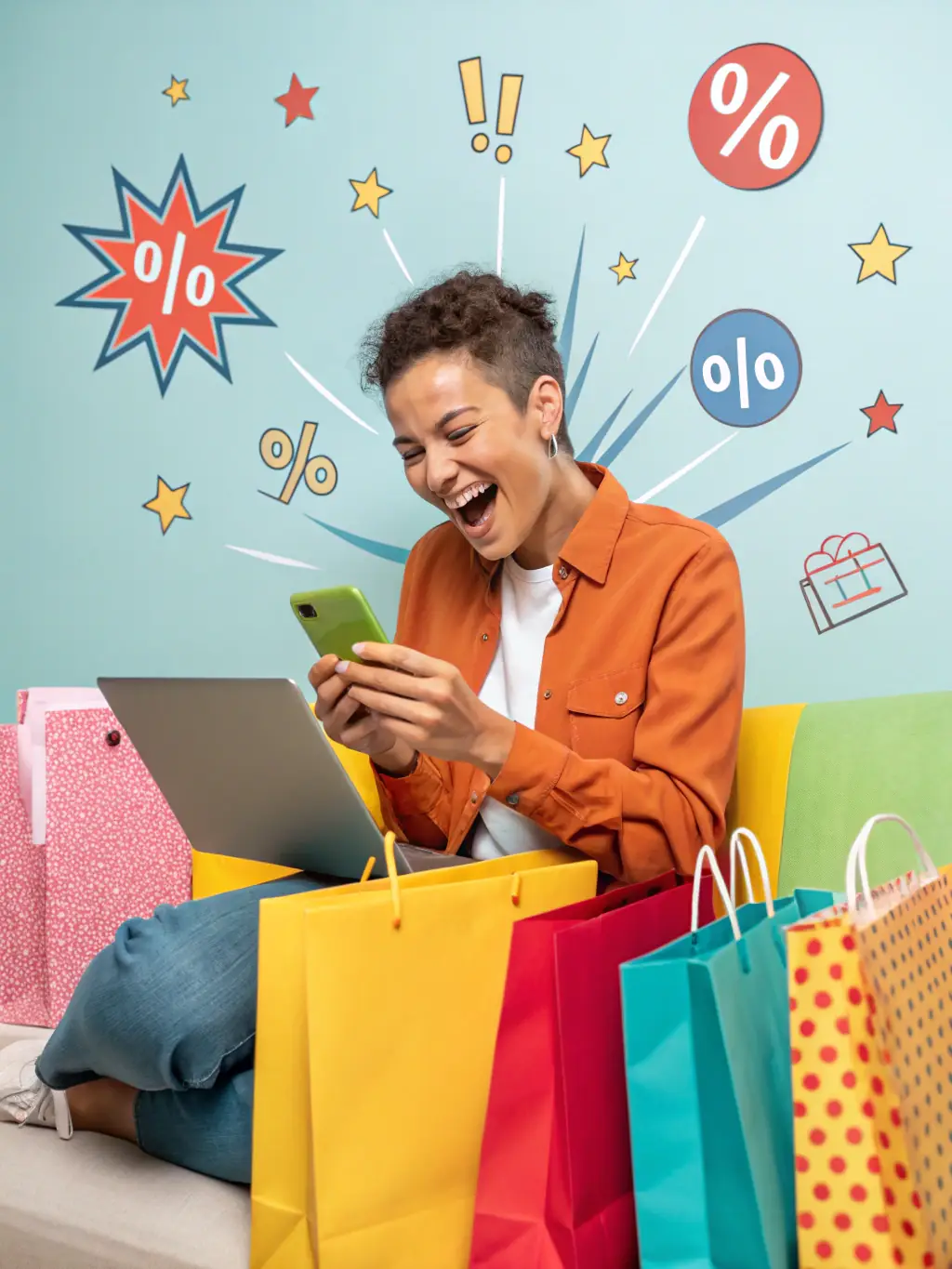 A vibrant e-commerce website showcasing various products with clear call-to-action buttons, a secure checkout process, and integrated customer support.