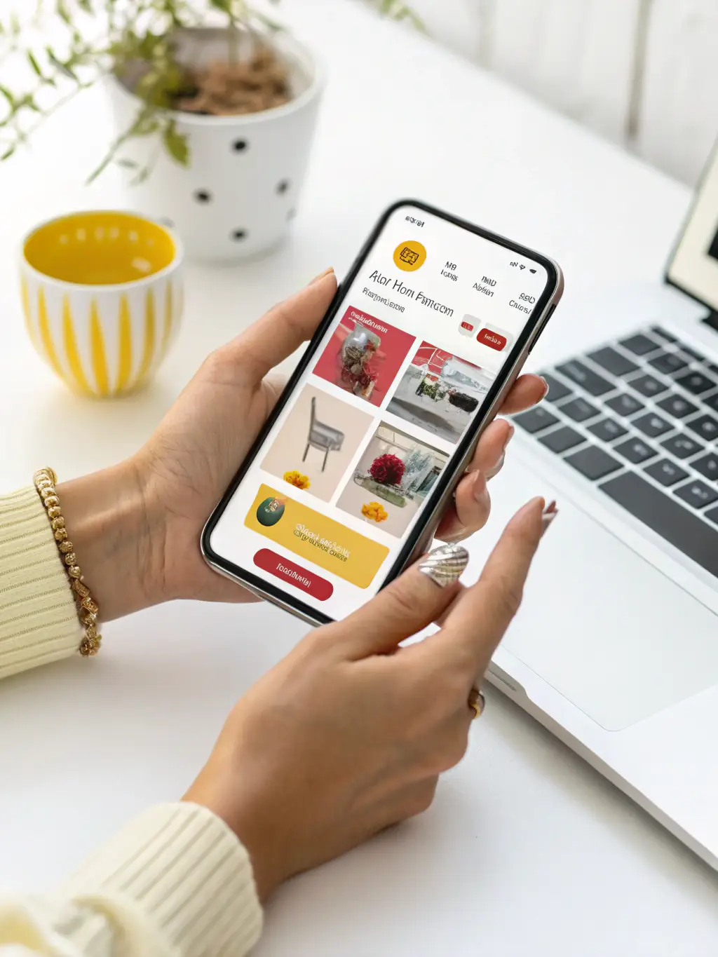 An image of a mobile phone displaying a smooth and responsive e-commerce website interface, highlighting the mobile-first approach PixelForge takes in developing online stores.