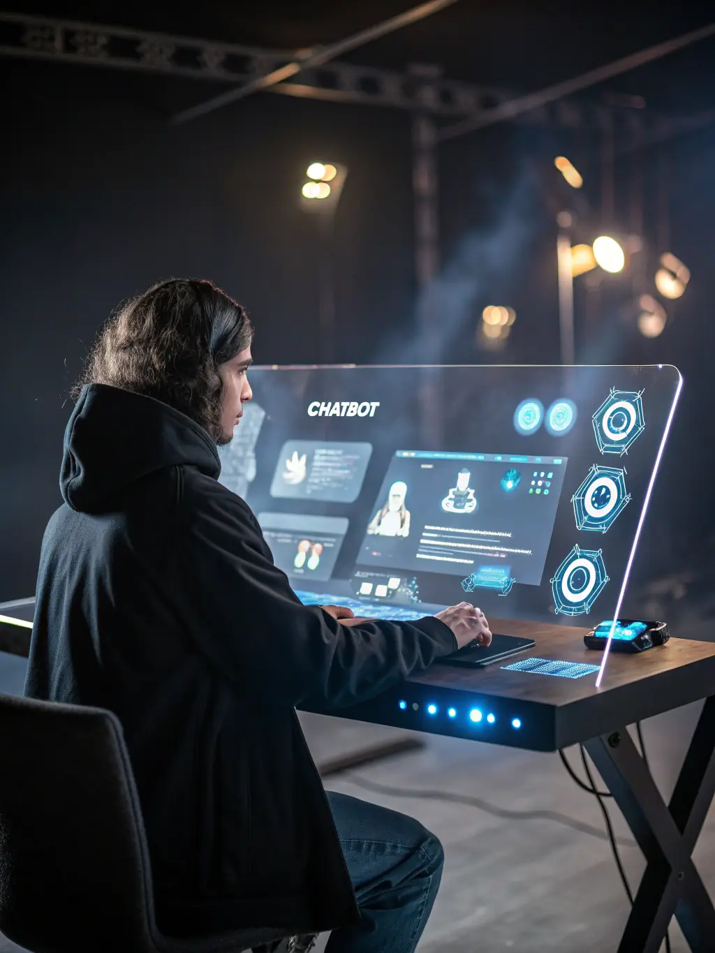 A website with integrated AI-powered chatbot providing instant customer support and personalized recommendations. The design emphasizes the AI's capabilities and its impact on user engagement, showcasing PixelForge's AI tools.