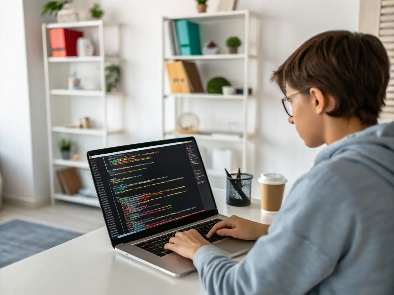 A developer working on a clean code interface, highlighting the use of modern web development technologies and best practices.