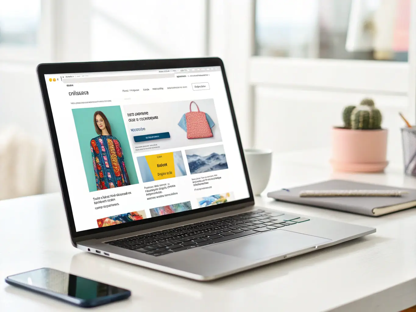 An image of a sleek e-commerce website interface on various devices, highlighting user-friendly design and seamless shopping experience.